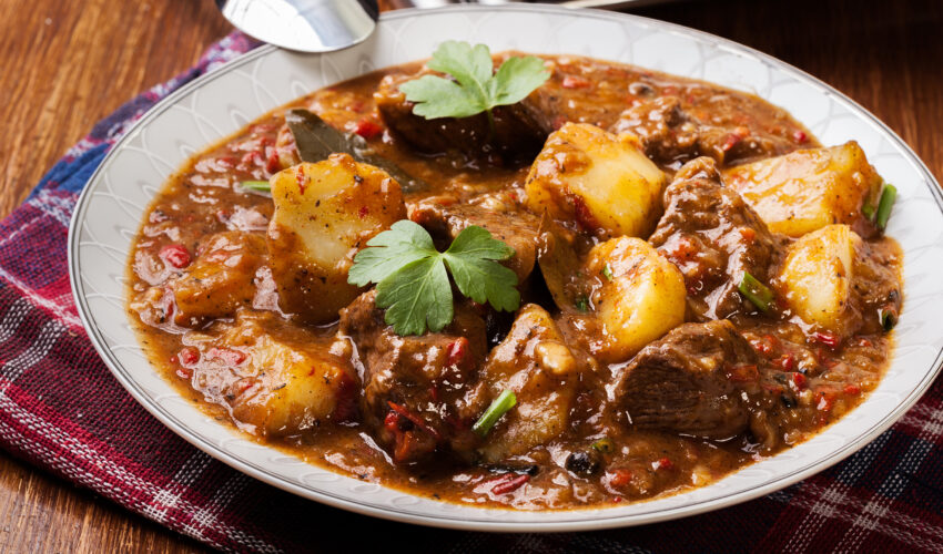 Beef,Stew,With,Potatoes,In,A,Plate